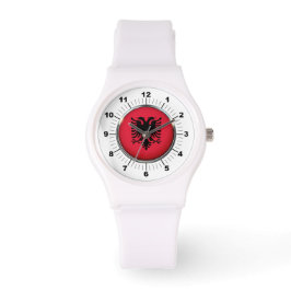 Pulsera Bandera femenina de Albania reloj deportivo blanco