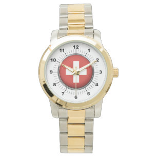 Pulsera Bandera femenina de Suiza Reloj sobredimensionado