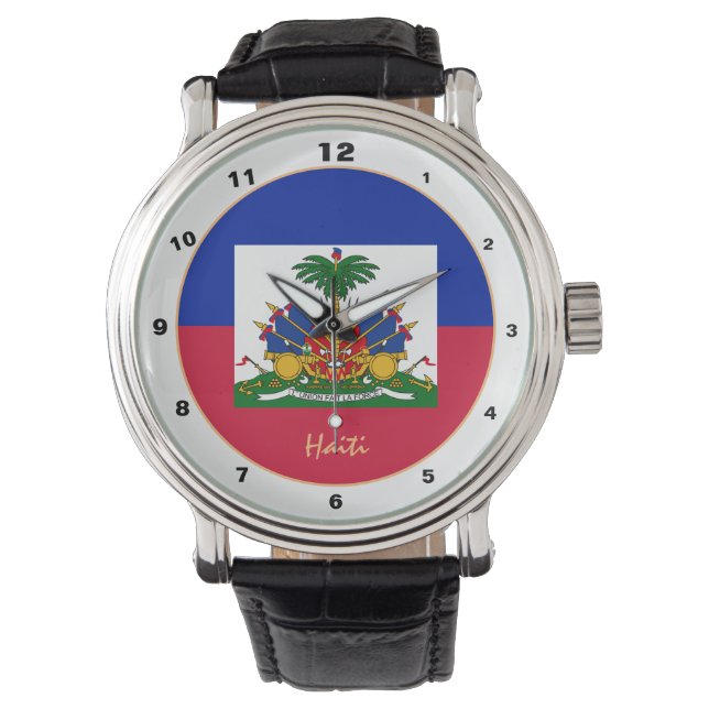 Pulsera Bandera haitiana y reloj de diseño/moda de moda de (Anverso)