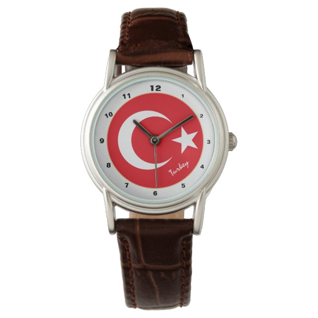 Pulsera Bandera turca y reloj de moda y diseño de Turquía (Anverso)