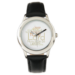 Pulsera Bendiciendo con sumo cuidado el reloj de cuero neg