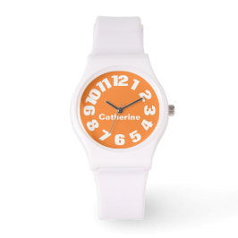 Pulsera Brillante reloj de mujeres Naranja/blanco personal