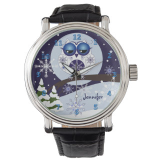 Pulsera Búho de nieve y reloj de nombres personalizado