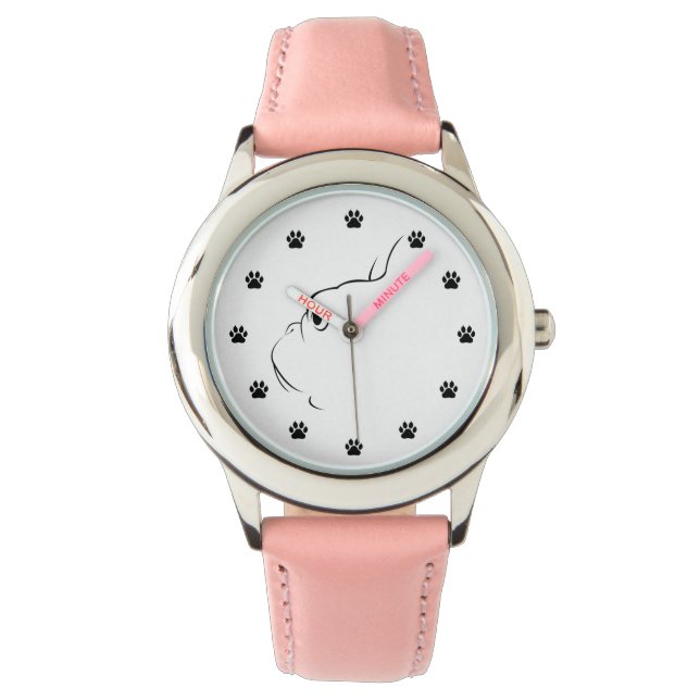Pulsera Bulldog francés Silhouette Niños Reloj de muñecas (Anverso)