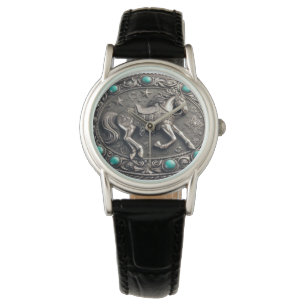 Pulsera Caballo de Rodeo Occidental con reloj eWatch Turqu