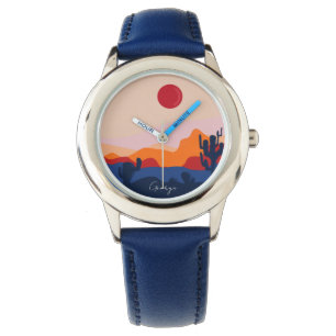Pulsera Cactus diseño de atardecer reloj de niños personal
