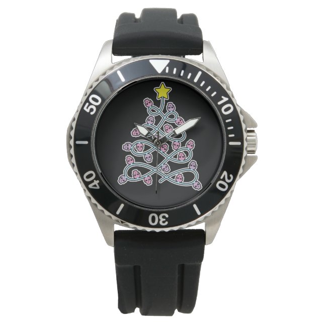 Pulsera Calaveras góticas reloj de árbol de Navidad (Anverso)