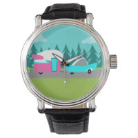 Camper retro / Trailer y reloj de coches