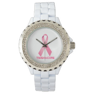 Pulsera Cáncer de pecho rosado del reloj de la cinta
