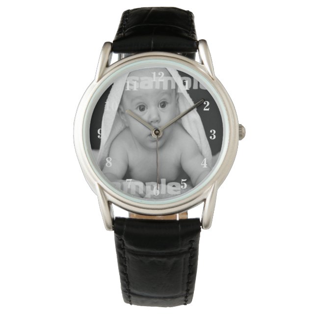 Pulsera Cara de reloj blanco Foto personalizada Una de una (Anverso)