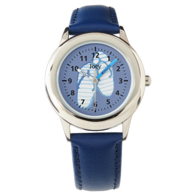 Pulsera Chanclas de rayas azules en reloj personalizado az (Anverso)