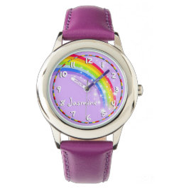 Pulsera Chicas divertidos arco iris morado nombre reloj de