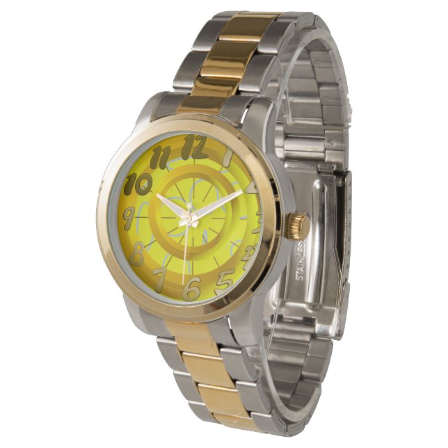 Pulsera Círculos de oro Bucles amarillos reloj de tiempo (Angular)