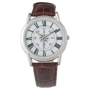 Pulsera Compás, reloj náutico del cuero de Brown del tem