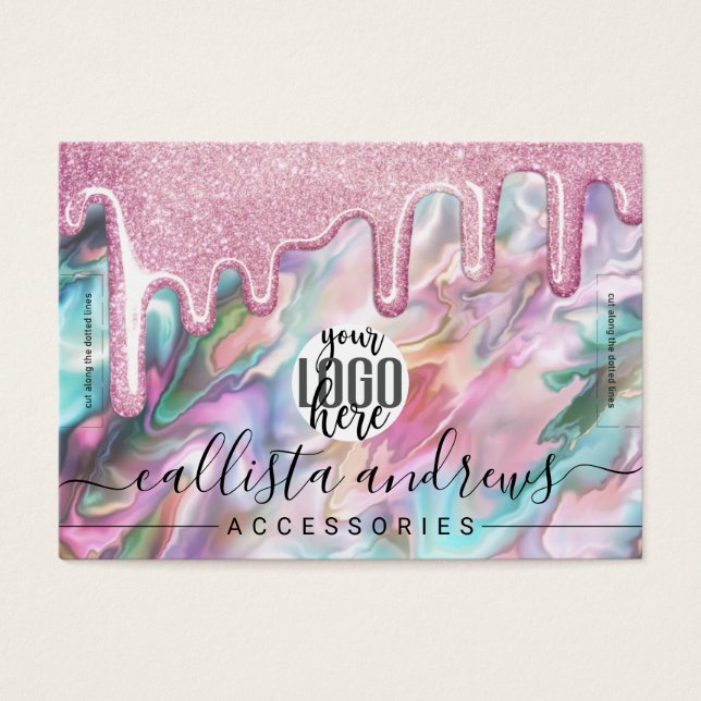 Pulsera con logo de gotas brillantes Pink Teal Pea (Frente)