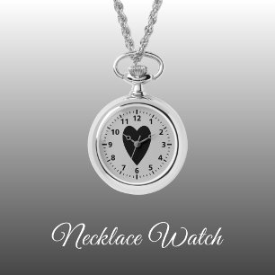 Pulsera Corazón de amor negro y gris Reloj de collar