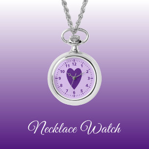 Pulsera Corazón de amor oscuro y morado claro Reloj de col