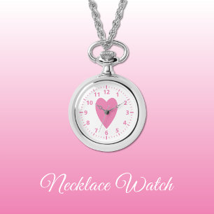 Pulsera Corazón de amor rosa Reloj de collar