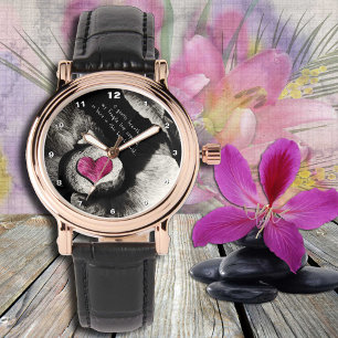 Pulsera "Corazón de Piedra" Reloj de arte, flor, amor / mo