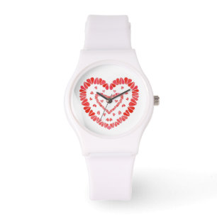 Pulsera CORAZONES Reloj Deportivo de Silicona Blanco