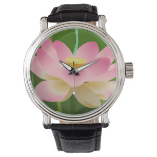 Pulsera Correa de cuero vintage para reloj de flores rosa