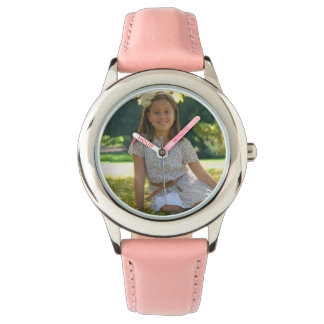 Pulsera Crear su propio reloj de cuero rosado Personalizad