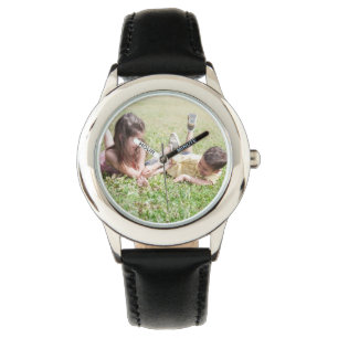 Pulsera Cree su propio reloj negro de encargo de la correa