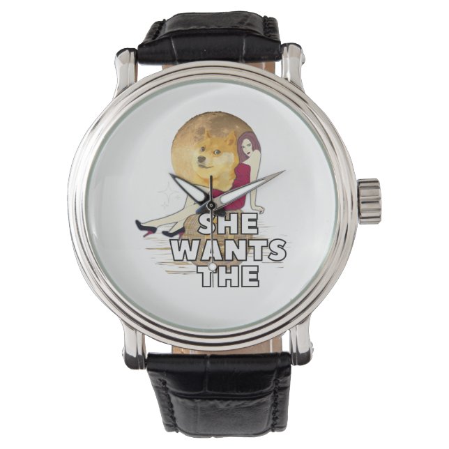 Pulsera Criptomoneda Que Quiere El Reloj De La Dogecoína (Anverso)