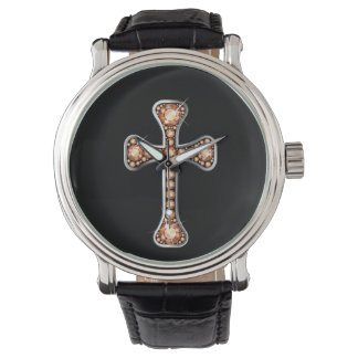 Pulsera Cruz cristiana "Topaz" en reloj de plata