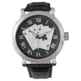 Pulsera Cuadros de cartas de juego de cuatro ases reloj de