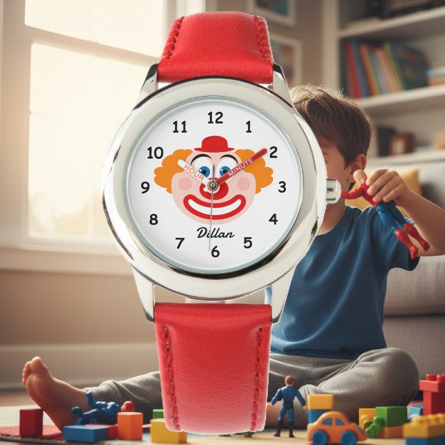 Pulsera Cute payaso reloj de niño con nombre personalizado (clown watch for kids)