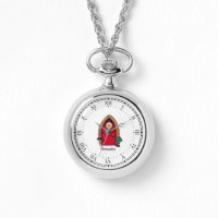 Cute puerta roja de hadas reloj personal de collar