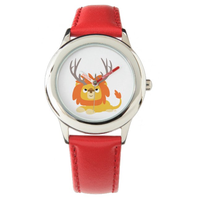 Pulsera Cute Reloj de León con Cuerno de Dibujos Animados (Anverso)