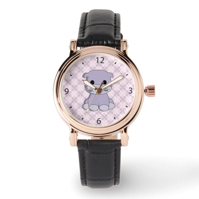 Pulsera Cuto bebé hippo personalizado reloj de mujer (Anverso)
