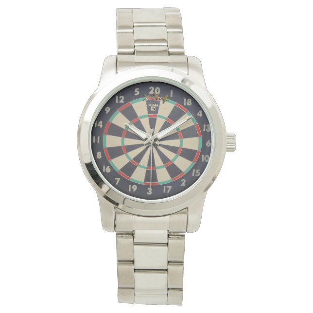 Pulsera Darts Triple Veinte, Gran Reloj De Plata Unisex. (Anverso)