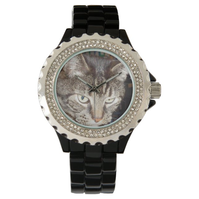 Pulsera Dave está vigilando tu reloj de esmalte negro Diam (Anverso)