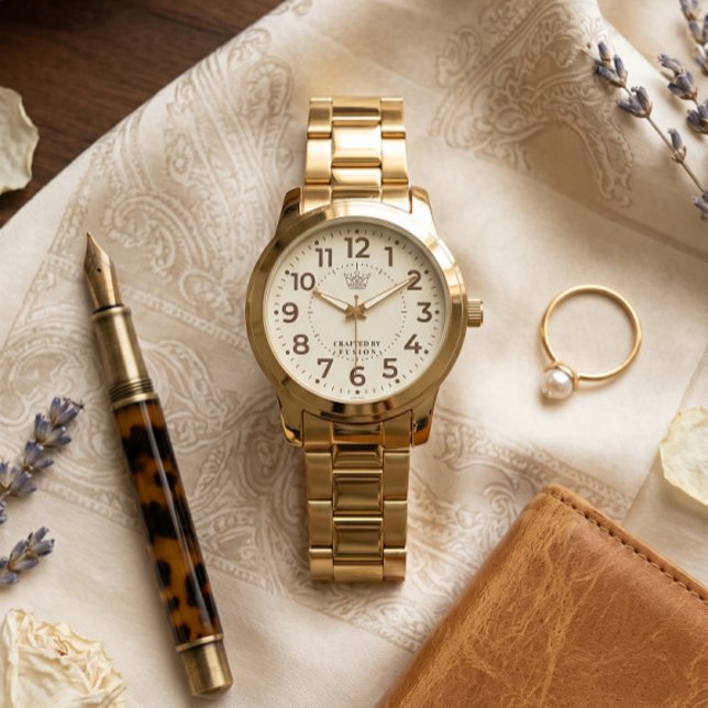 Pulsera de reloj de eslabones de oro de lujo con c (Subido por el creador)