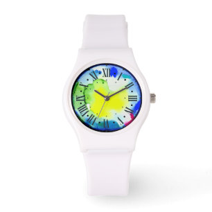 Pulsera dial de reloj colorido en el aspecto acuático abst