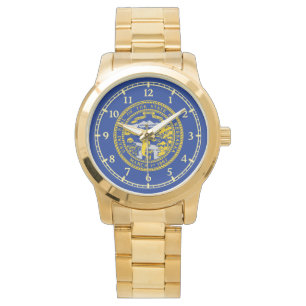 Pulsera Diseño de reloj de bandera del estado de Nebraska