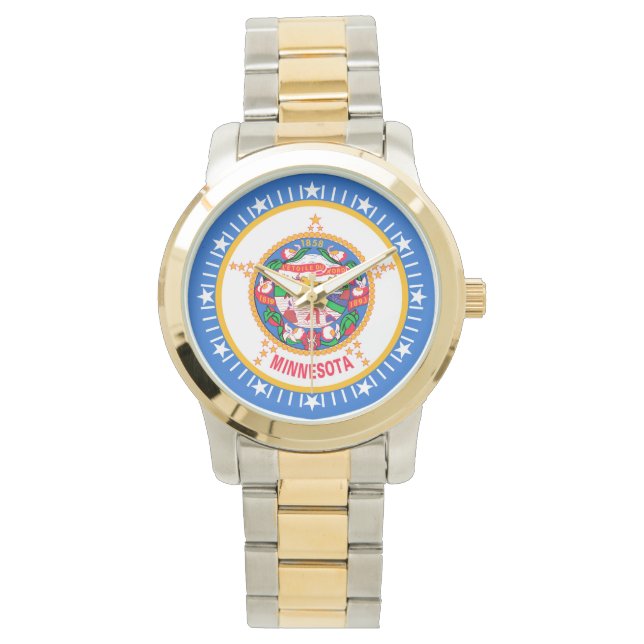 Pulsera Diseño de reloj de bandera estatal de Minnesota (Anverso)