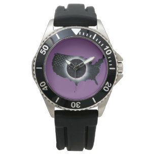 Pulsera Eclipse solar total de 2017 reloj de goma negro
