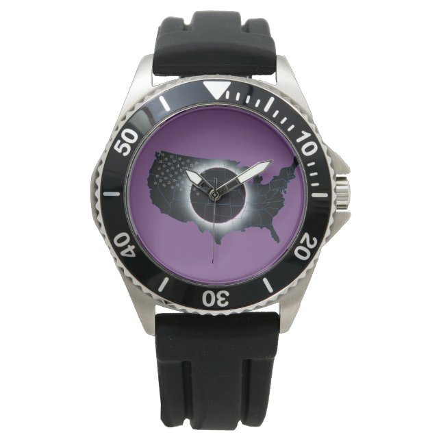 Pulsera Eclipse solar total de 2017 reloj de goma negro (Anverso)