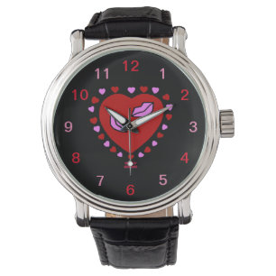 Pulsera El amor besa el reloj de cuero vintage de los homb