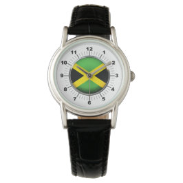 Pulsera El reloj de cuero negro clásico de la bandera de J