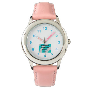 Pulsera El reloj de la correa de cuero rosa de un niño ins