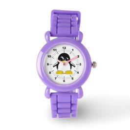 Pulsera El reloj de la correa del Purpurina rojo pingüino 