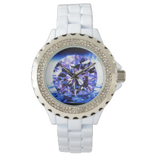 Pulsera El reloj de señora púrpura del diamante