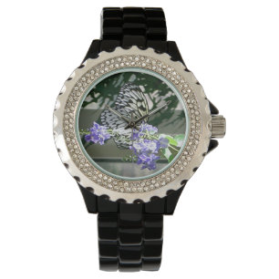Pulsera El reloj negro diamante de imitación de las