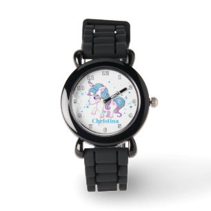 Pulsera El unicornio lindo de los chicas añade el reloj