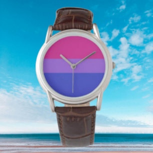 Pulsera Elegancia del Orgullo Bi: Reloj de la correa de cu